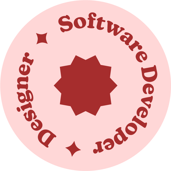 spinning icon that says designer and software developer